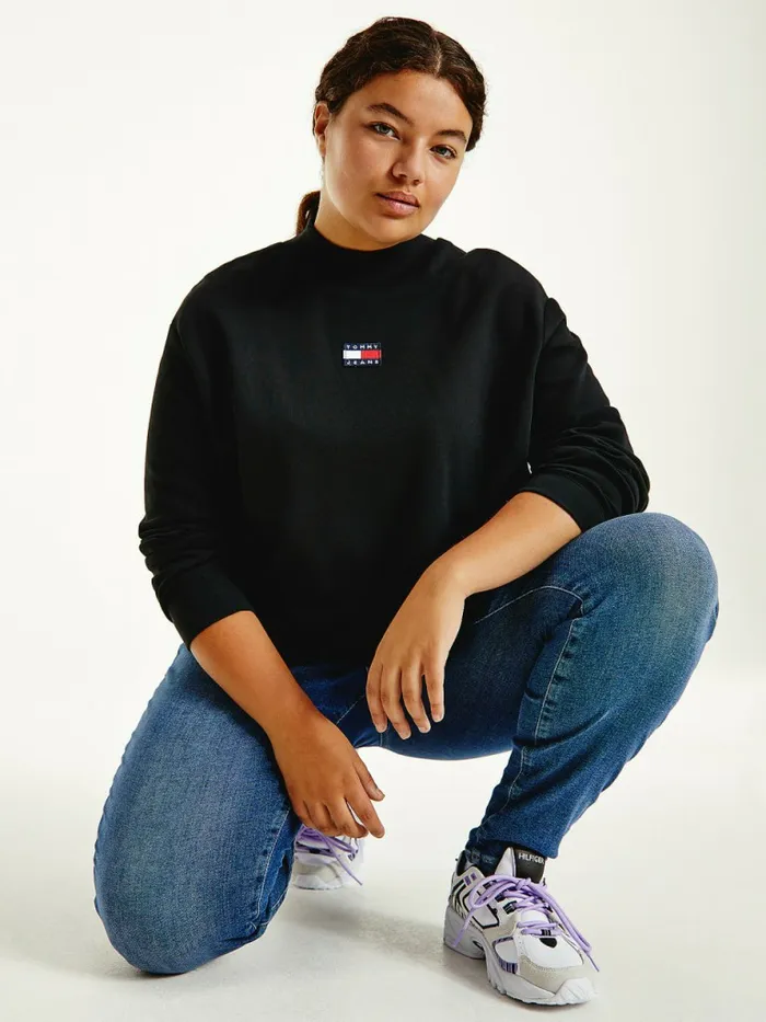 Tommy Hilfiger Curve Tommy Badge Relaxed Scuba TShirt Black Womens Curve Fashion Tommy Hilfiger Curve Tommy Badge Relaxed Scuba TShirt Black Womens Curve Fashion
