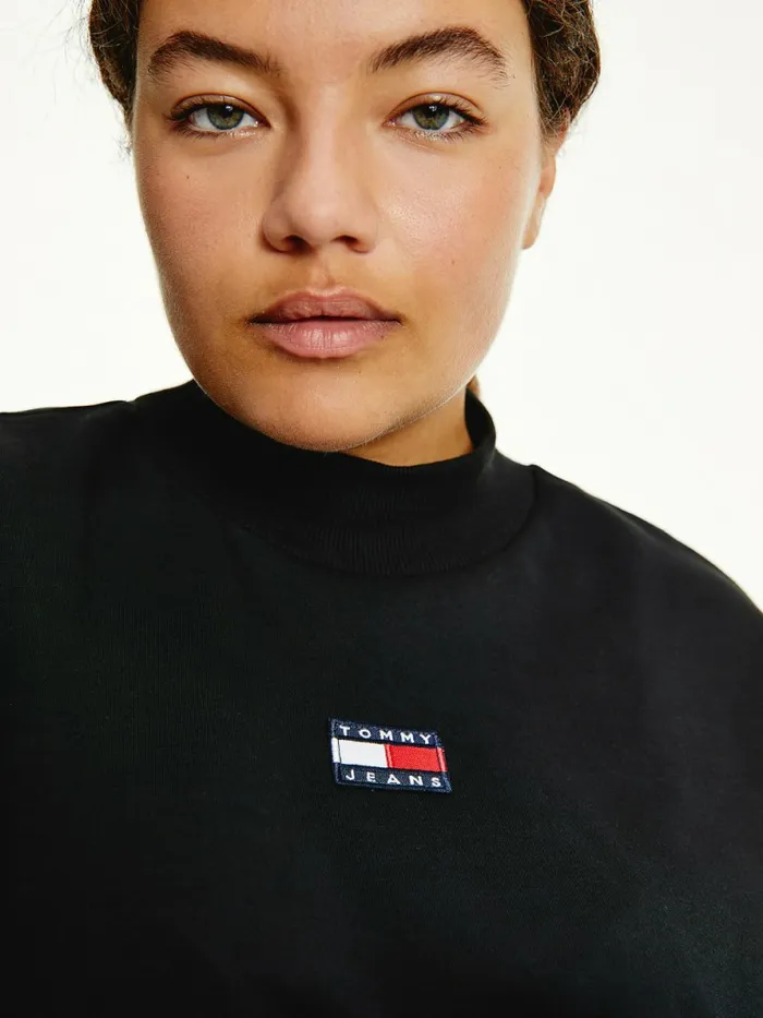 Tommy Hilfiger Curve Tommy Badge Relaxed Scuba TShirt Black Womens TShirts Sale