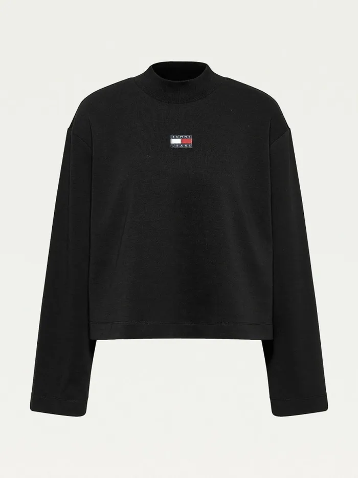 Tommy Hilfiger Curve Tommy Badge Relaxed Scuba TShirt Black Womens TShirts Sale