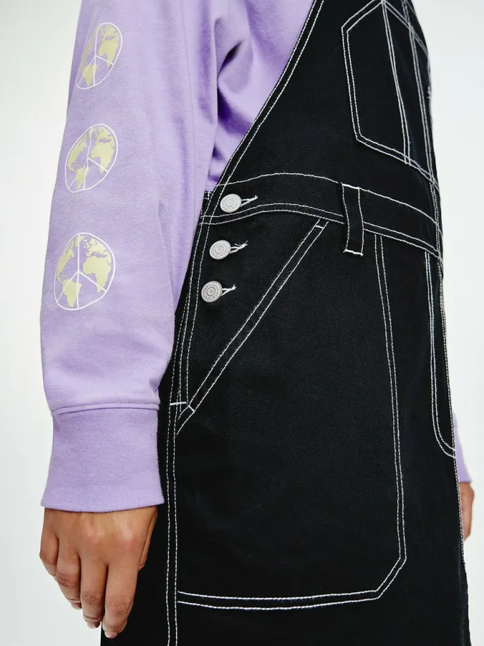 Tommy Hilfiger Curve Tommy Badge Stitch Dungaree Dress Black Womens Dresses and Jumpsuits Gift for Friend
