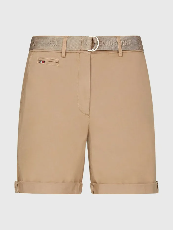 Tommy Hilfiger DRing Belted Chino Shorts Beige Womens Shorts For Sale