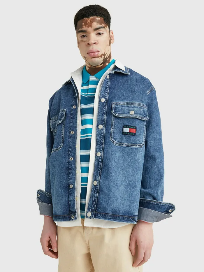 Tommy Hilfiger Denim Shacket Denim Medium Mens Coats and Jackets Fashion