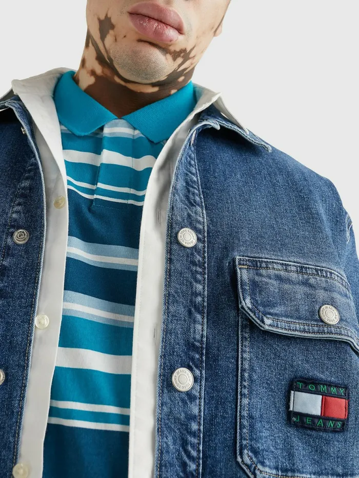 Tommy Hilfiger Denim Shacket Denim Medium Mens Coats and Jackets Fashion