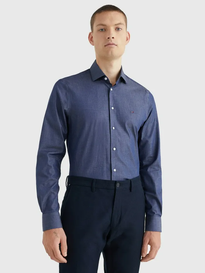 Tommy Hilfiger Denim Slim Fit Shirt Indigo Blue Mens Shirts Fashion