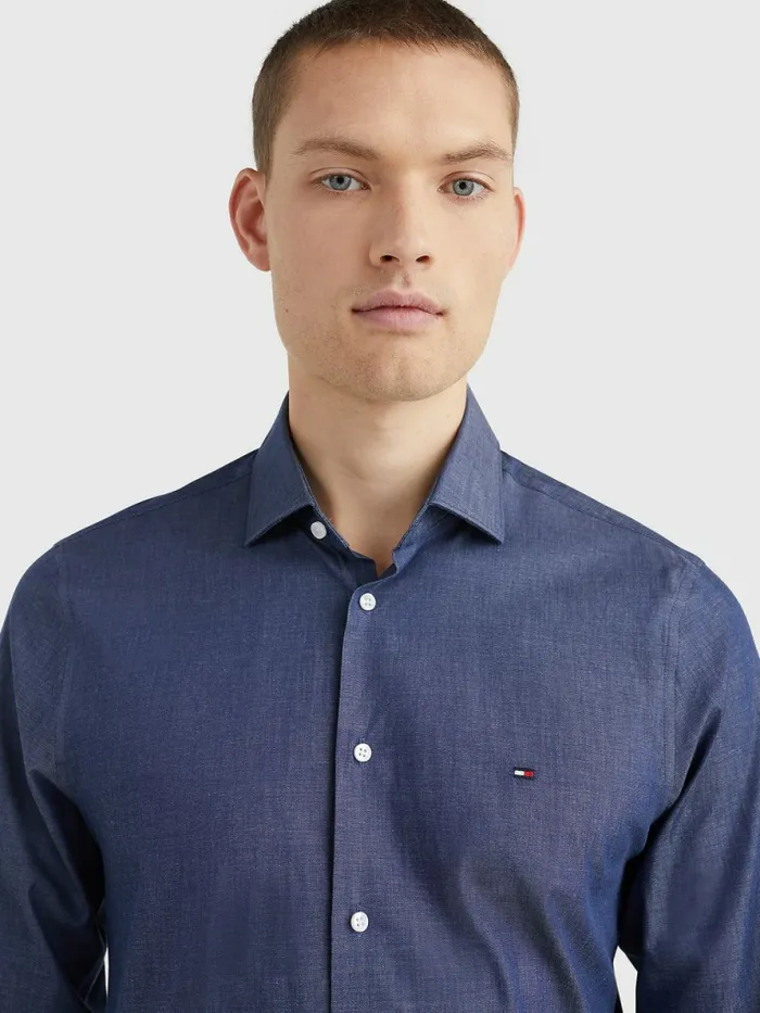 Tommy Hilfiger Denim Slim Fit Shirt Indigo Blue Mens Shirts Fashion