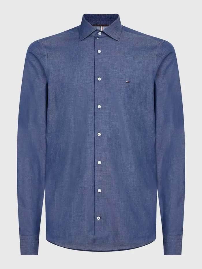 Tommy Hilfiger Denim Slim Fit Shirt Indigo Blue Mens Shirts Fashion