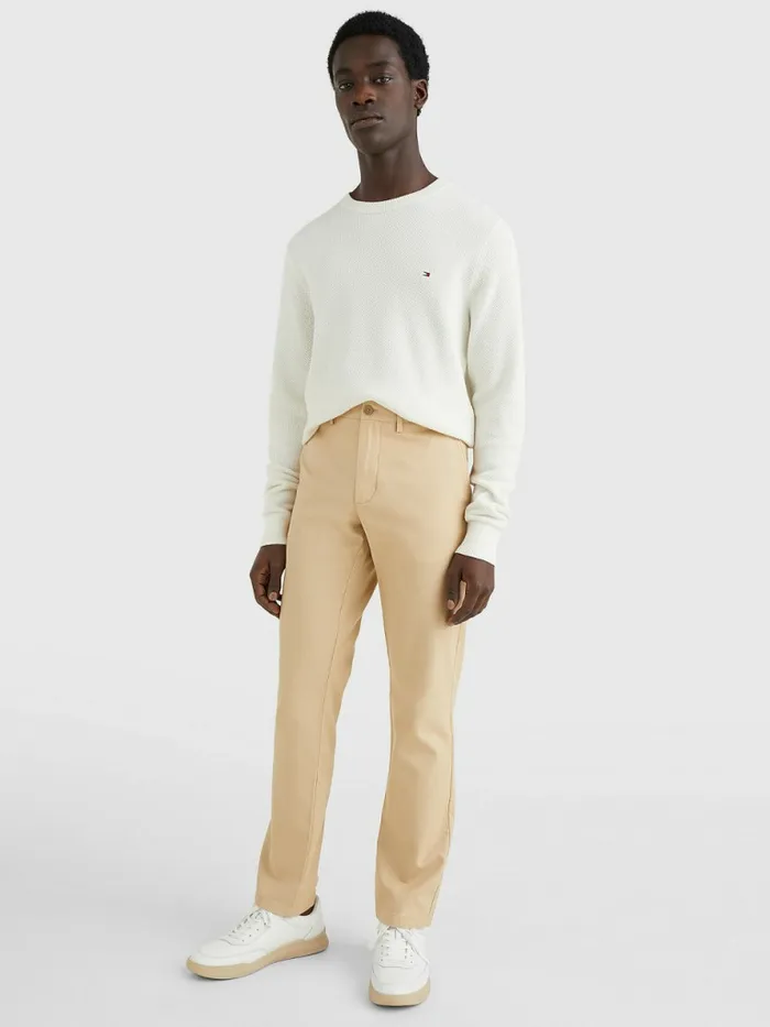 Tommy Hilfiger Denton Basket Weave Straight Fit Chinos Clayed Pebble Mens Trousers