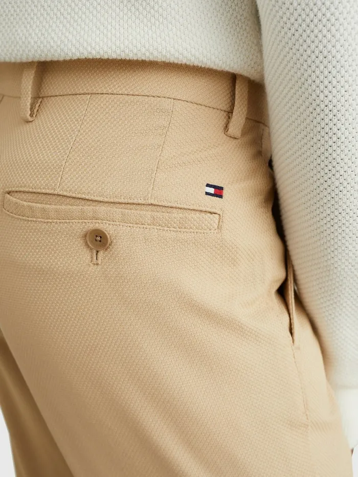Tommy Hilfiger Denton Basket Weave Straight Fit Chinos Clayed Pebble Mens Trousers
