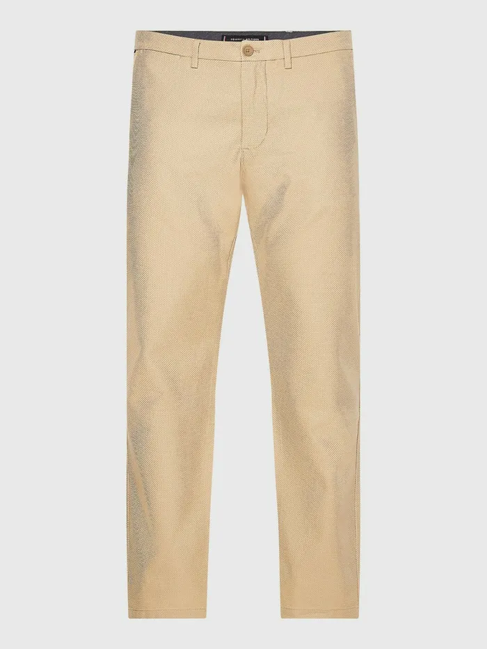 Tommy Hilfiger Denton Basket Weave Straight Fit Chinos Clayed Pebble Mens Trousers