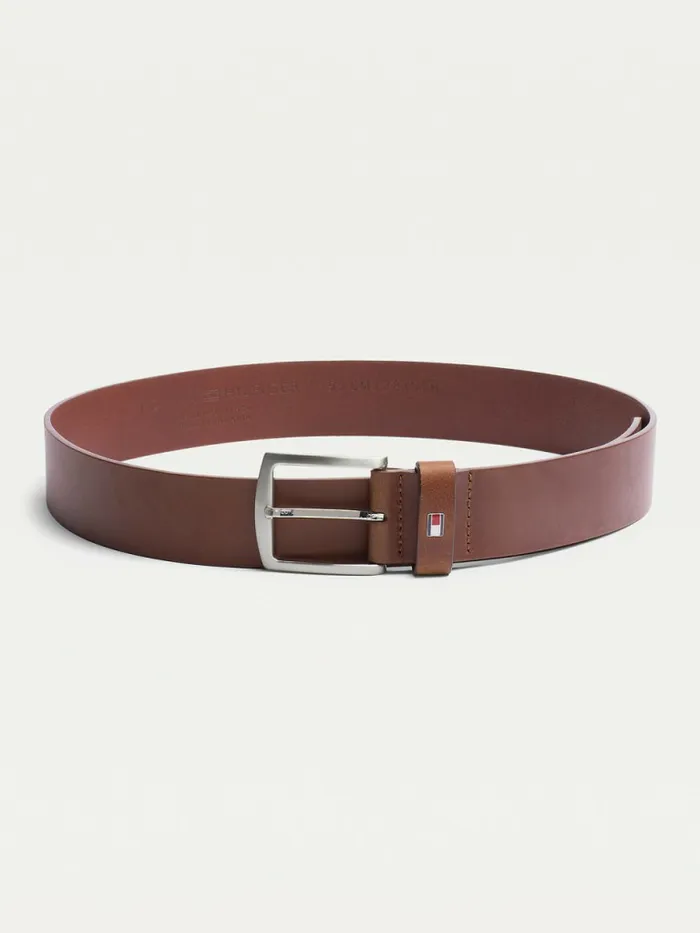 Tommy Hilfiger Denton Flag Logo Leather Belt Dark Tan Mens Belts Gift for Friend Tommy Hilfiger Denton Flag Logo Leather Belt Dark Tan Mens Belts Gift for Friend