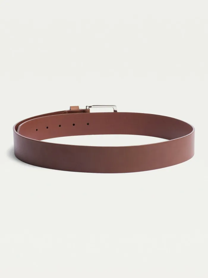 Tommy Hilfiger Denton Flag Logo Leather Belt Dark Tan Mens Belts Gift for Friend