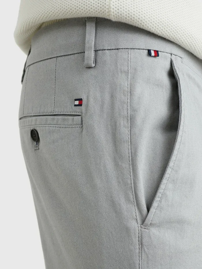 Tommy Hilfiger Denton Printed Straight Fit Trousers Antique Silver Mens Trousers