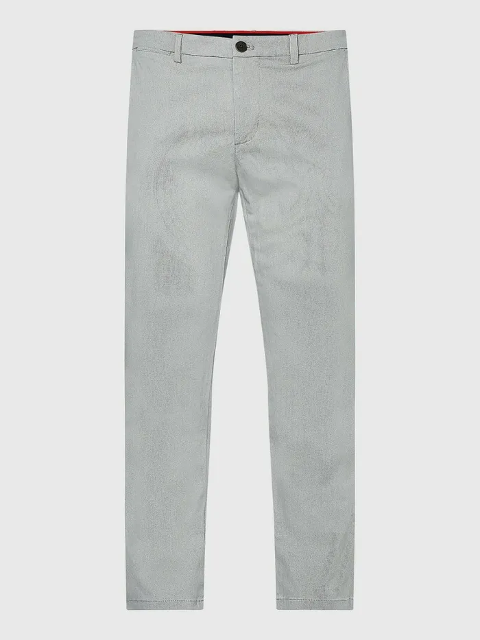 Tommy Hilfiger Denton Printed Straight Fit Trousers Antique Silver Mens Trousers