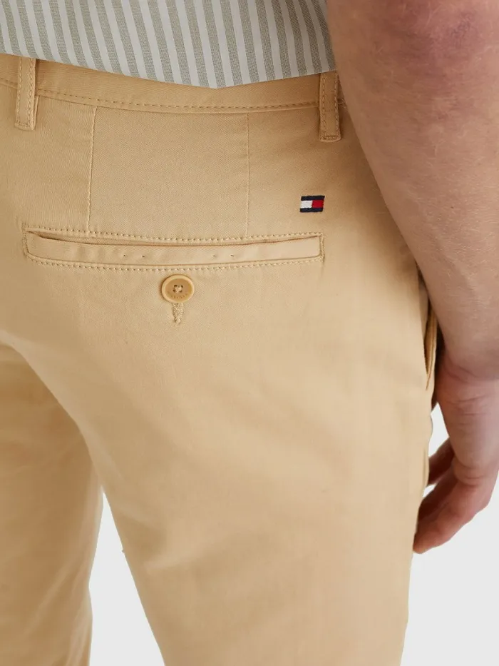 Tommy Hilfiger Denton Straight Fit Satin Chinos Clayed Pebble Mens Trousers
