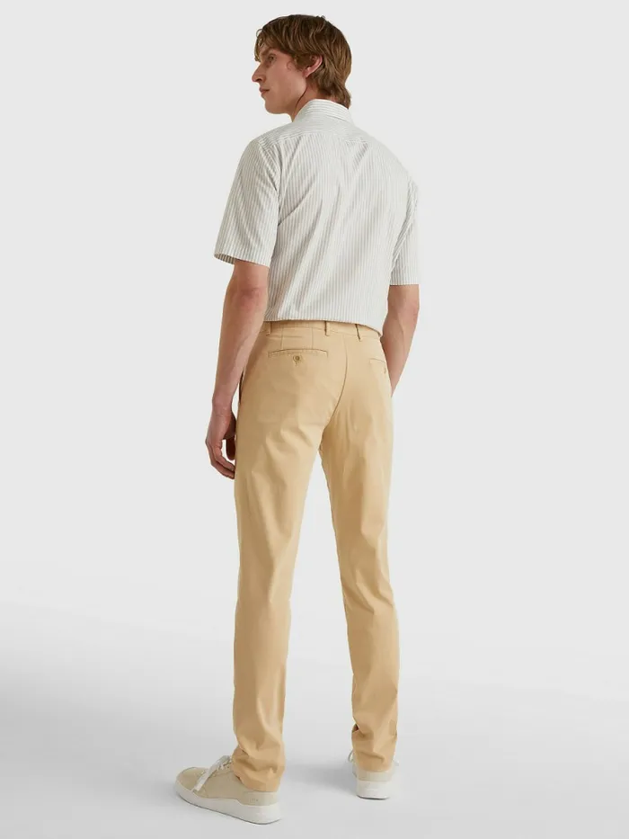 Tommy Hilfiger Denton Straight Fit Satin Chinos Clayed Pebble Mens Trousers