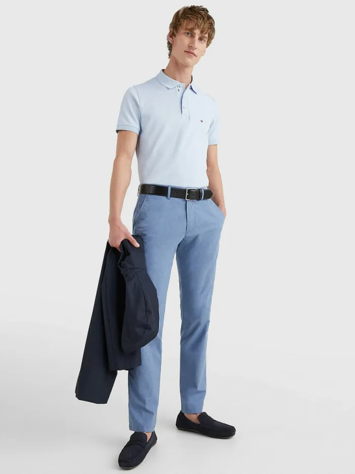 Tommy Hilfiger Denton Wool Look Straight Fit Trousers Faded Indigo Mens Trousers