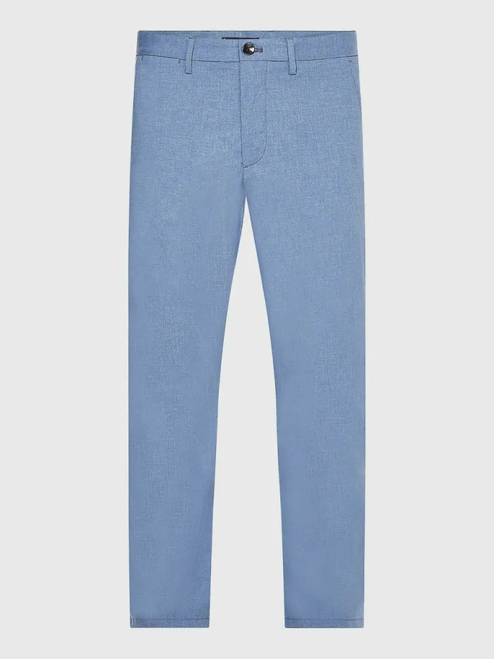 Tommy Hilfiger Denton Wool Look Straight Fit Trousers Faded Indigo Mens Trousers