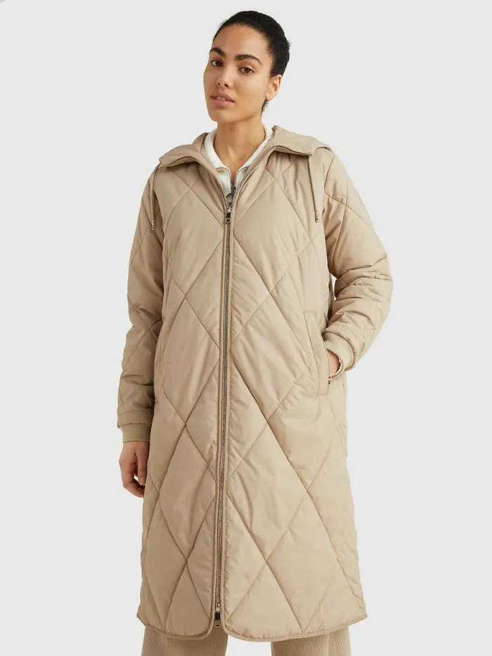 Tommy Hilfiger DiamondQuilted SoronaCoat Beige Womens Coats and Jackets For Sale Tommy Hilfiger DiamondQuilted SoronaCoat Beige Womens Coats and Jackets For Sale