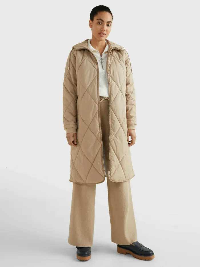 Tommy Hilfiger DiamondQuilted SoronaCoat Beige Womens Coats and Jackets For Sale