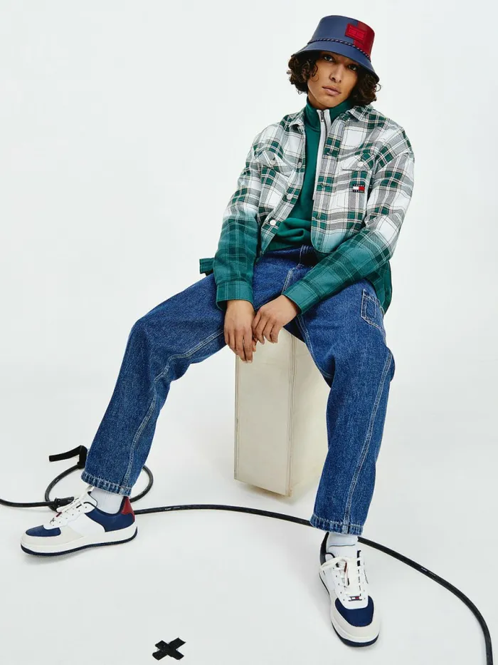 Tommy Hilfiger Dip Dye Check Overshirt Rural Green Check Mens Shirts Gift Ideas