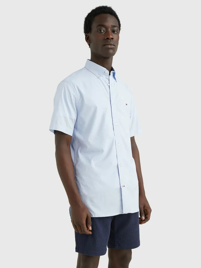 Tommy Hilfiger Dot Regular Fit Short Sleeve Shirt Breezy BlueOptic White Mens Shirts For Sale Tommy Hilfiger Dot Regular Fit Short Sleeve Shirt Breezy BlueOptic White Mens Shirts For Sale