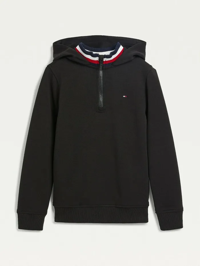 Tommy Hilfiger Double Collar Hoody Black Boys Sweatshirts and Hoodies Online