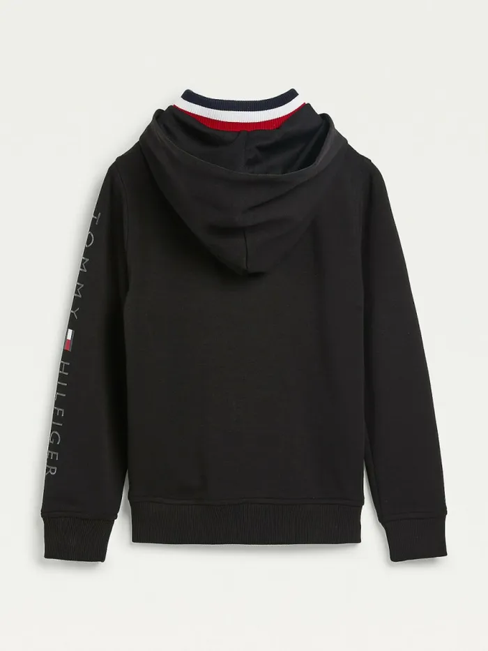 Tommy Hilfiger Double Collar Hoody Black Boys Sweatshirts and Hoodies Online
