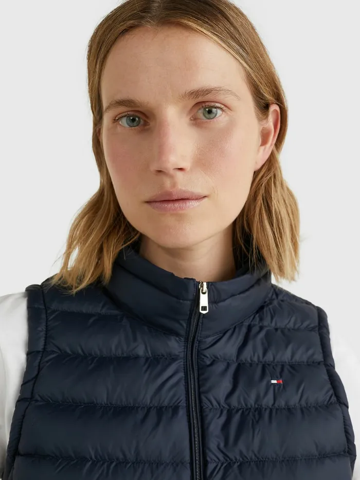Tommy Hilfiger DownFilled Quilted Vest Desert Sky Womens Coats and Jackets Gift for Friend