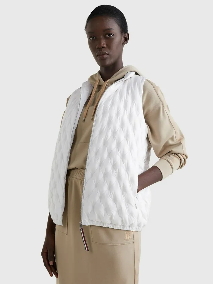 Tommy Hilfiger DownFilled Vest Th Optic White Womens Coats and Jackets Casaul Tommy Hilfiger DownFilled Vest Th Optic White Womens Coats and Jackets Casaul