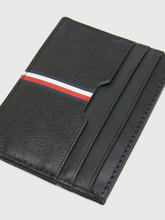 Tommy Hilfiger Downtown Leather Card Holder Black Mens Wallets and Card Holders Near Me