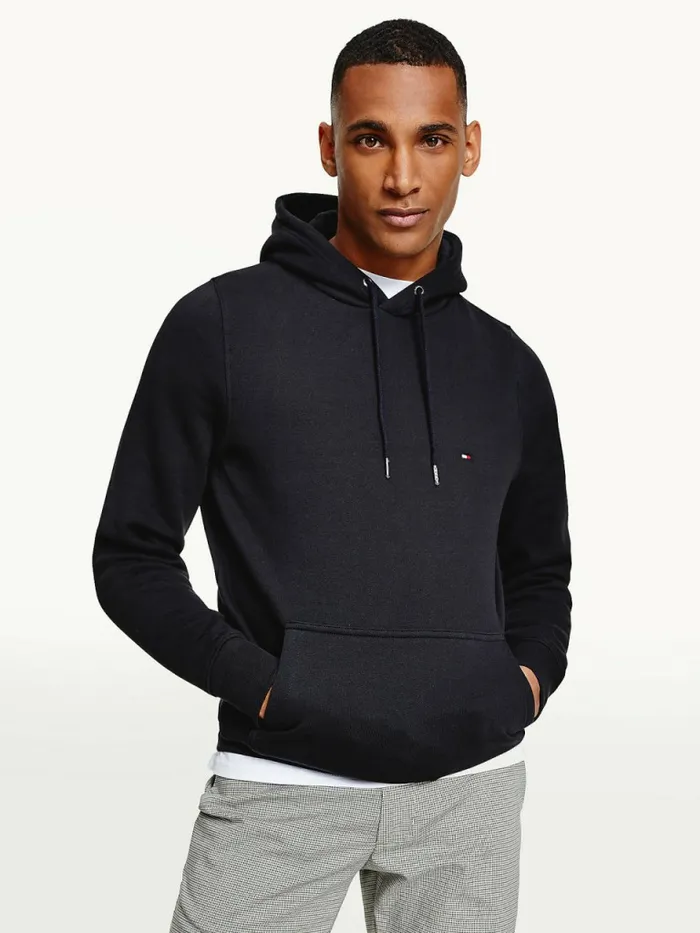 Tommy Hilfiger Drawstring Flag Embroidery Hoody Black Mens Sweatshirts and Hoodies Casaul Tommy Hilfiger Drawstring Flag Embroidery Hoody Black Mens Sweatshirts and Hoodies Casaul
