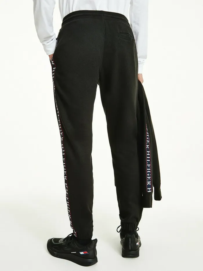 Tommy Hilfiger Drawstring Logo Tape Joggers Black Mens Tracksuits Gift 4 You