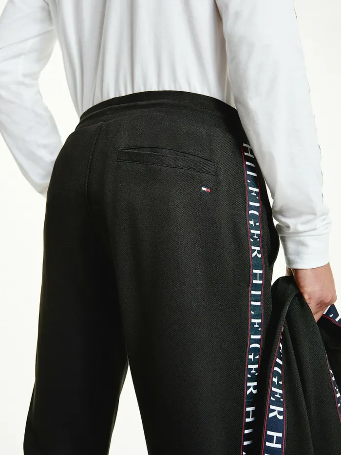 Tommy Hilfiger Drawstring Logo Tape Joggers Black Mens Tracksuits Gift 4 You