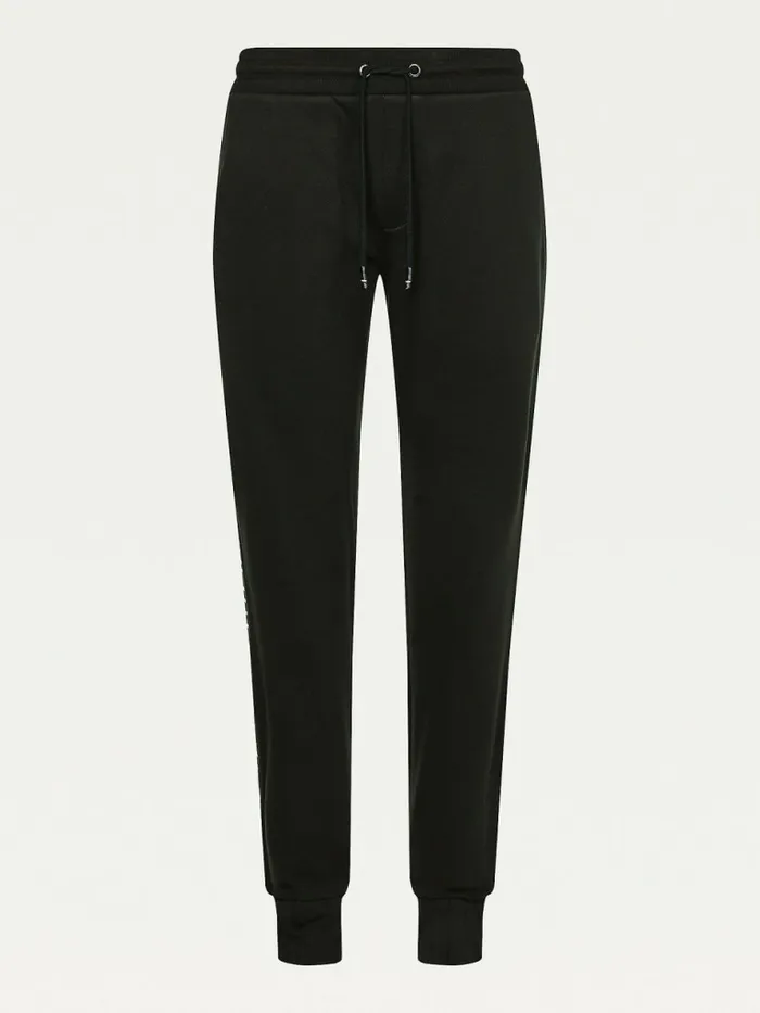 Tommy Hilfiger Drawstring Logo Tape Joggers Black Mens Trousers