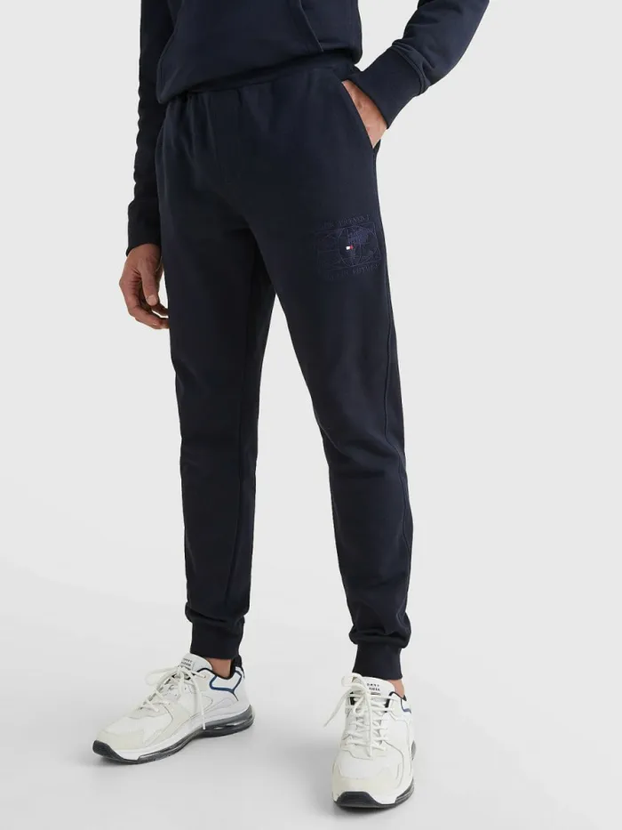 Tommy Hilfiger Earth Logo Relaxed Fit Joggers Desert Sky Mens Trousers