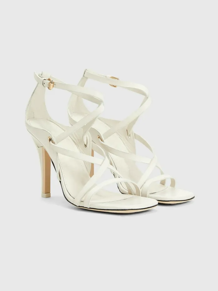 Tommy Hilfiger Elevated Crest Heeled Sandals Ecru Womens Sandals Sale