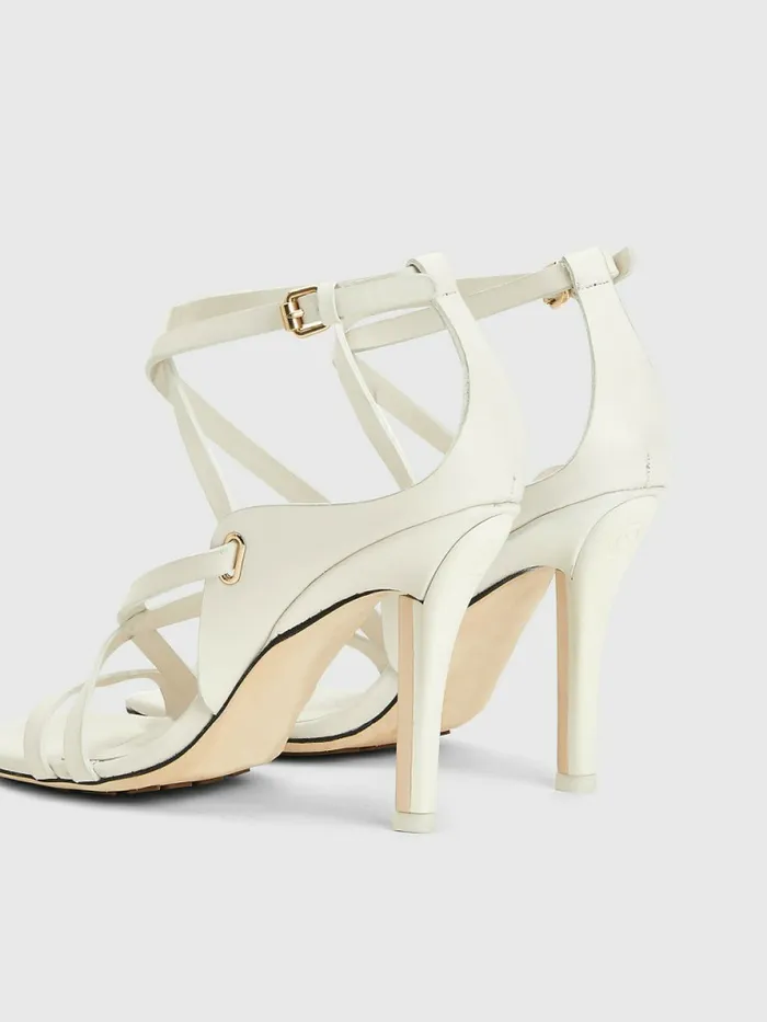 Tommy Hilfiger Elevated Crest Heeled Sandals Ecru Womens Sandals Sale