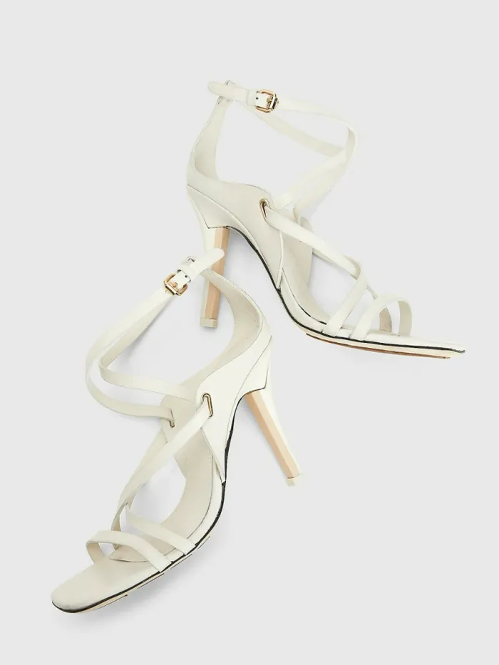 Tommy Hilfiger Elevated Crest Heeled Sandals Ecru Womens Sandals Sale
