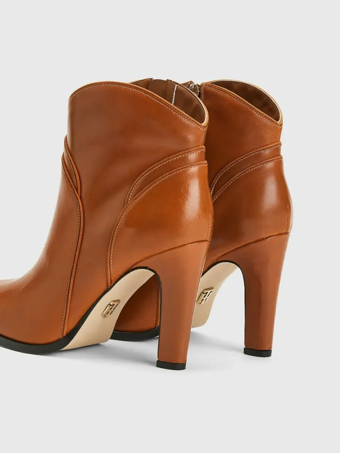 Tommy Hilfiger Elevated High Heel Leather Ankle Boots Golden Daze Womens Boots Gift 4 You