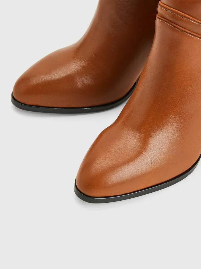 Tommy Hilfiger Elevated High Heel Leather Ankle Boots Golden Daze Womens Boots Gift 4 You