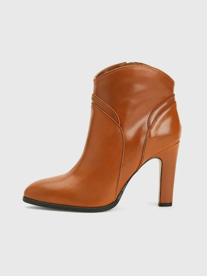 Tommy Hilfiger Elevated High Heel Leather Ankle Boots Golden Daze Womens Boots Gift 4 You