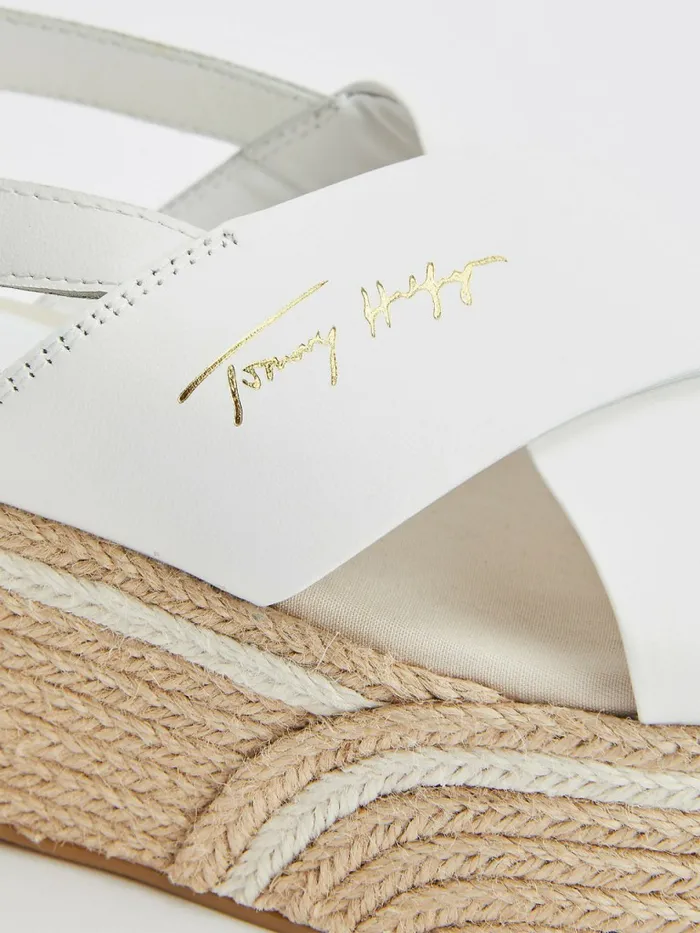 Tommy Hilfiger Elevated Leather Flatform Sandals Ecru Womens Sandals Gift 4 You