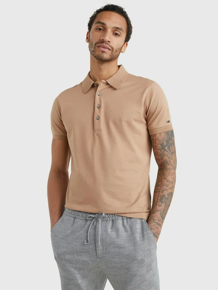 Tommy Hilfiger Elevated Metal Flag Polo Basket Brown Mens Polo Shirts Cheap On Sale Tommy Hilfiger Elevated Metal Flag Polo Basket Brown Mens Polo Shirts Cheap On Sale