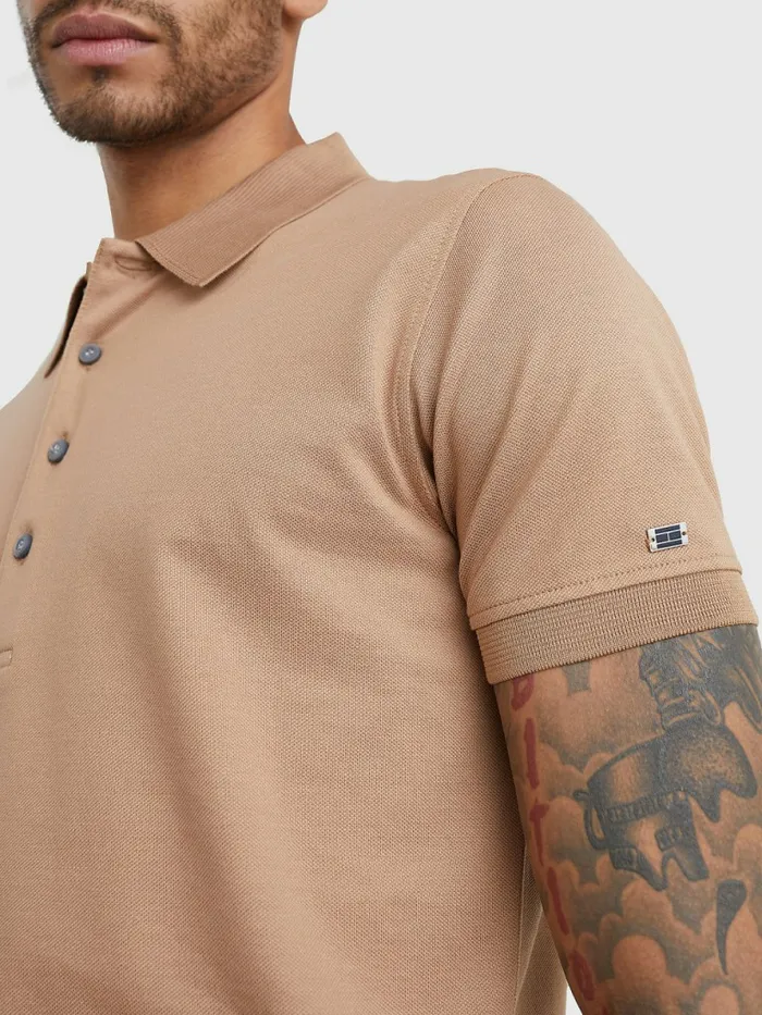Tommy Hilfiger Elevated Metal Flag Polo Basket Brown Mens Polo Shirts Cheap On Sale