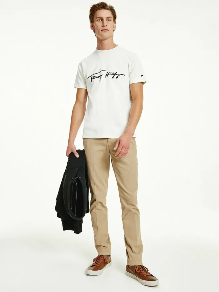 Tommy Hilfiger Elevated Signature Organic Cotton TShirt Ivory Mens TShirts Online Tommy Hilfiger Elevated Signature Organic Cotton TShirt Ivory Mens TShirts Online