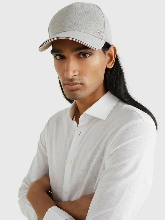 Tommy Hilfiger Elevated Signature Tape Cap Mid Grey Heather Mens Hats and Scarves For Sale