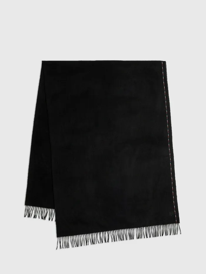 Tommy Hilfiger Elevated Wool Scarf Black Womens Hats and Scarves For Sale
