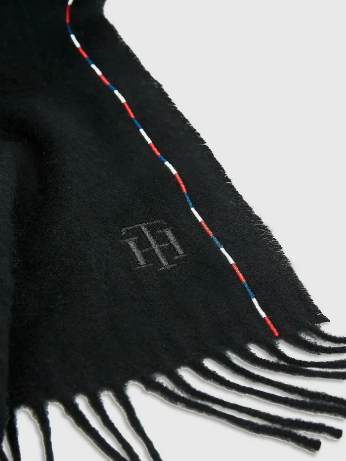 Tommy Hilfiger Elevated Wool Scarf Black Womens Hats and Scarves For Sale