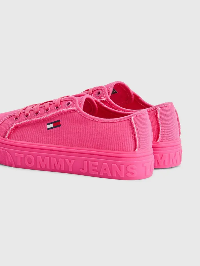 Tommy Hilfiger Embossed Logo Flatform Trainers Pink Alert Womens Pumps Gift 4 You