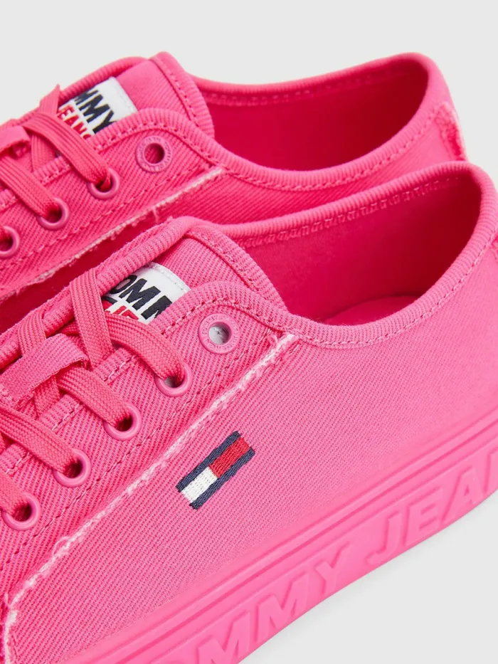 Tommy Hilfiger Embossed Logo Flatform Trainers Pink Alert Womens Pumps Gift 4 You
